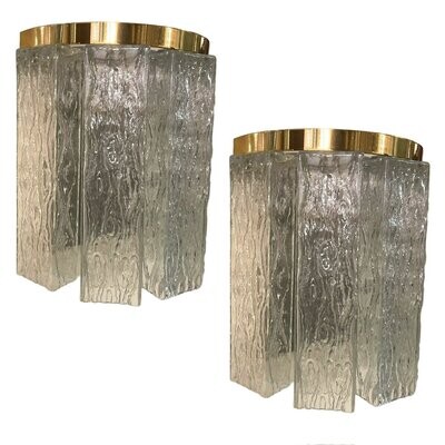 Murano Glass Tube Sconces, 1980s, Set of 2
