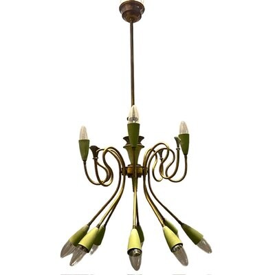 Italian Stilnovo Bronze Chandelier 1950’s