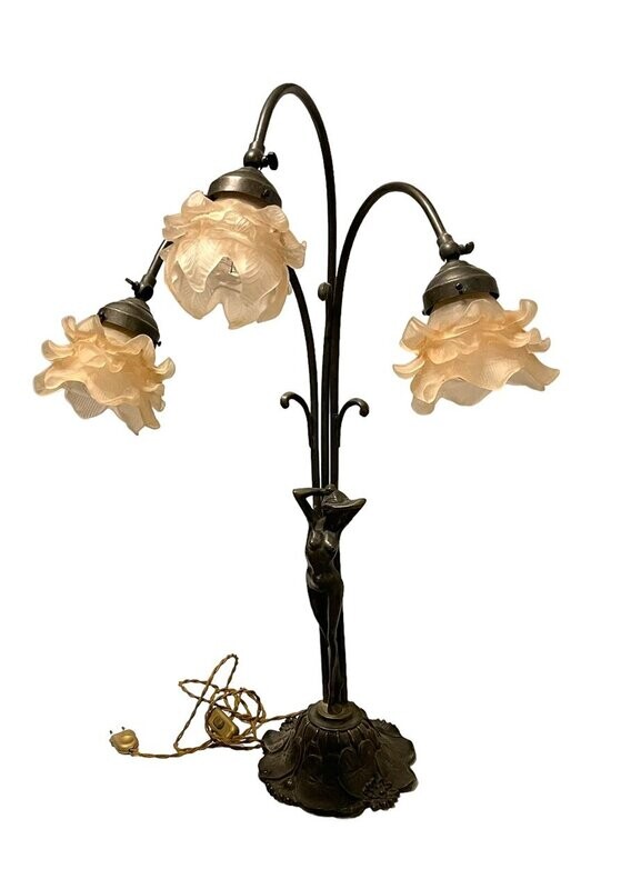 Large Murano Flower Bronze Table Lamp