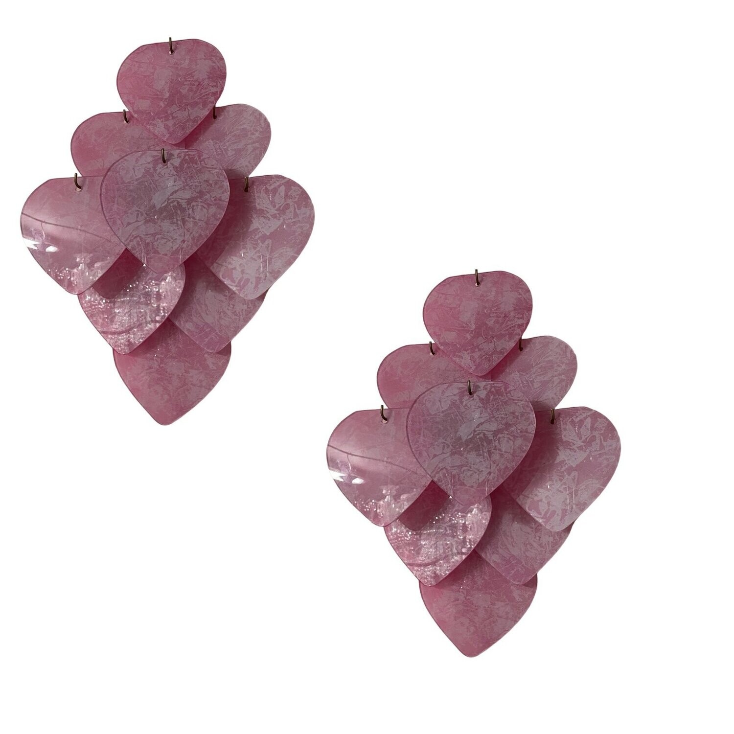Pink Heart shaped Murano Glass Sconces Set of 2