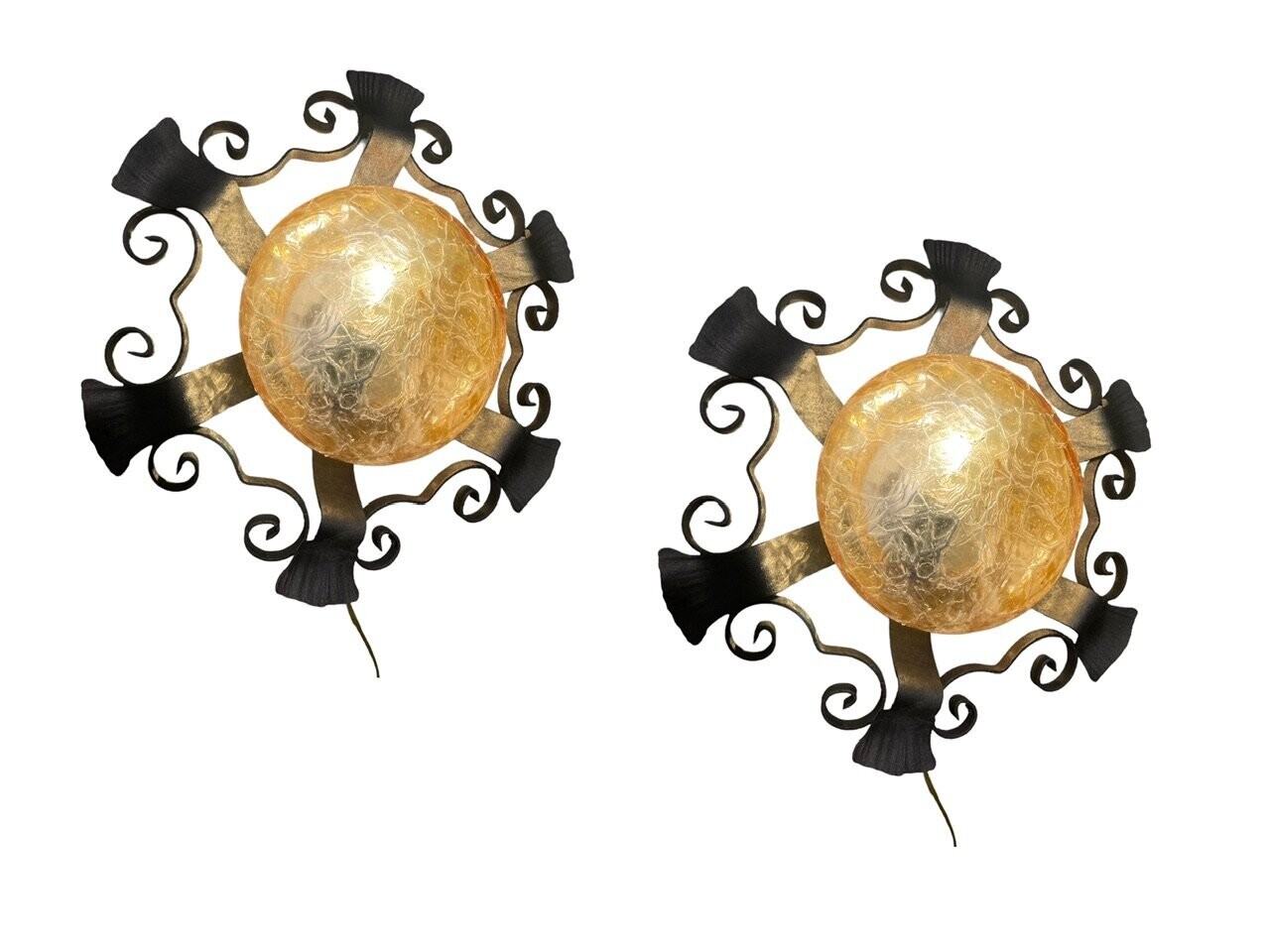 Large Wrought Iron Sconces Set of 2