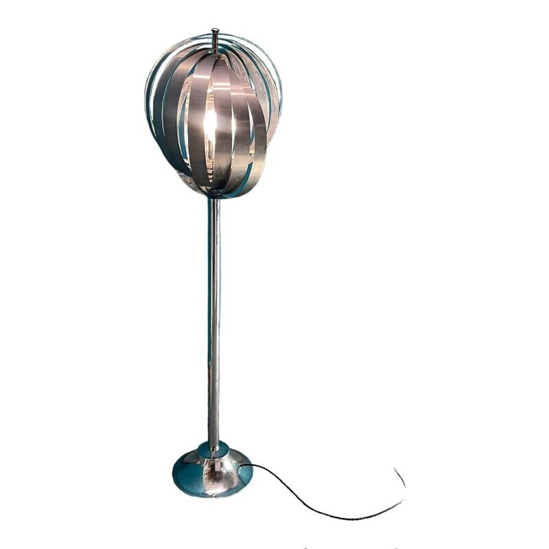 Steel Moon Floor Lamp by Henri Mathieu, 1970s