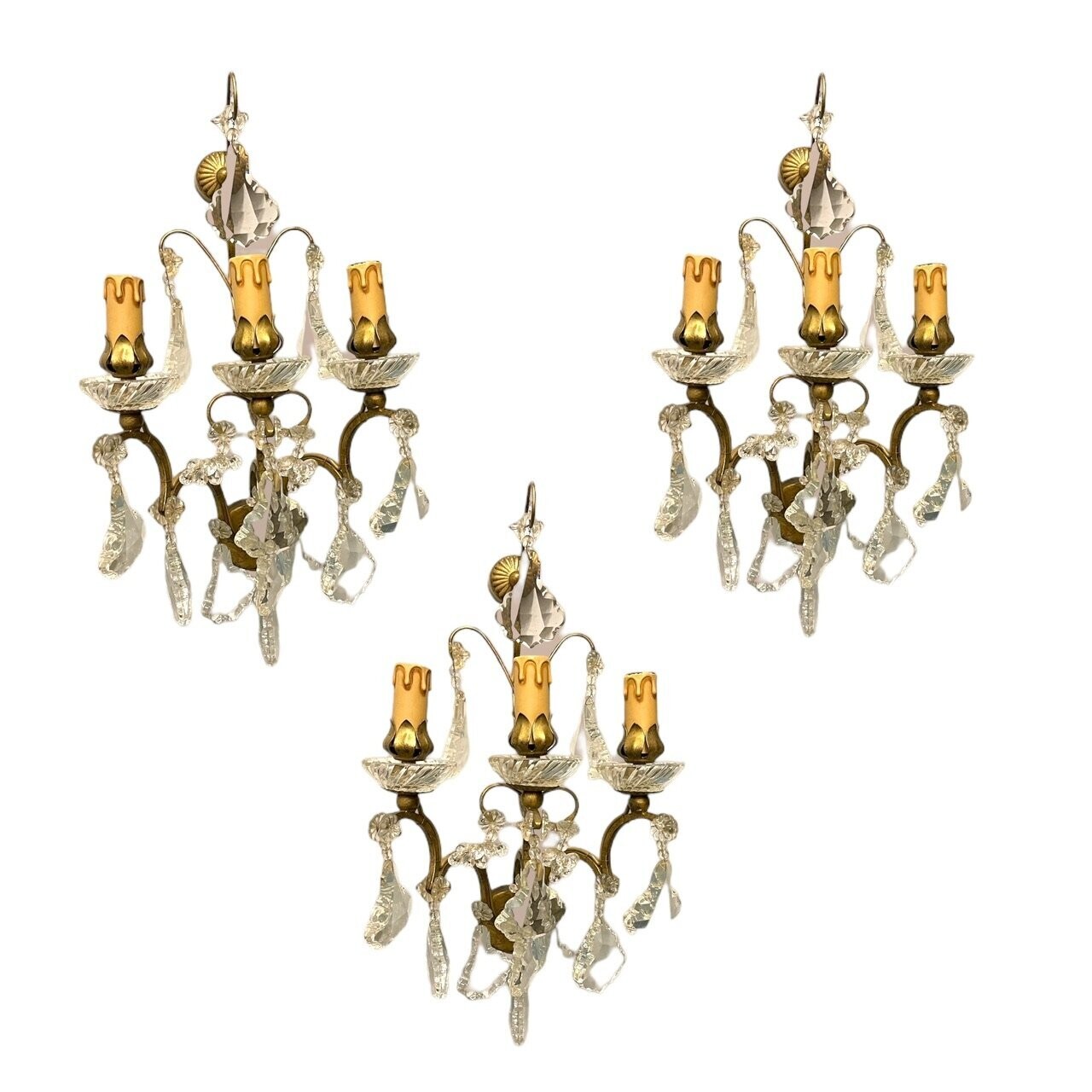 Large Crystal Sconces Set of 3