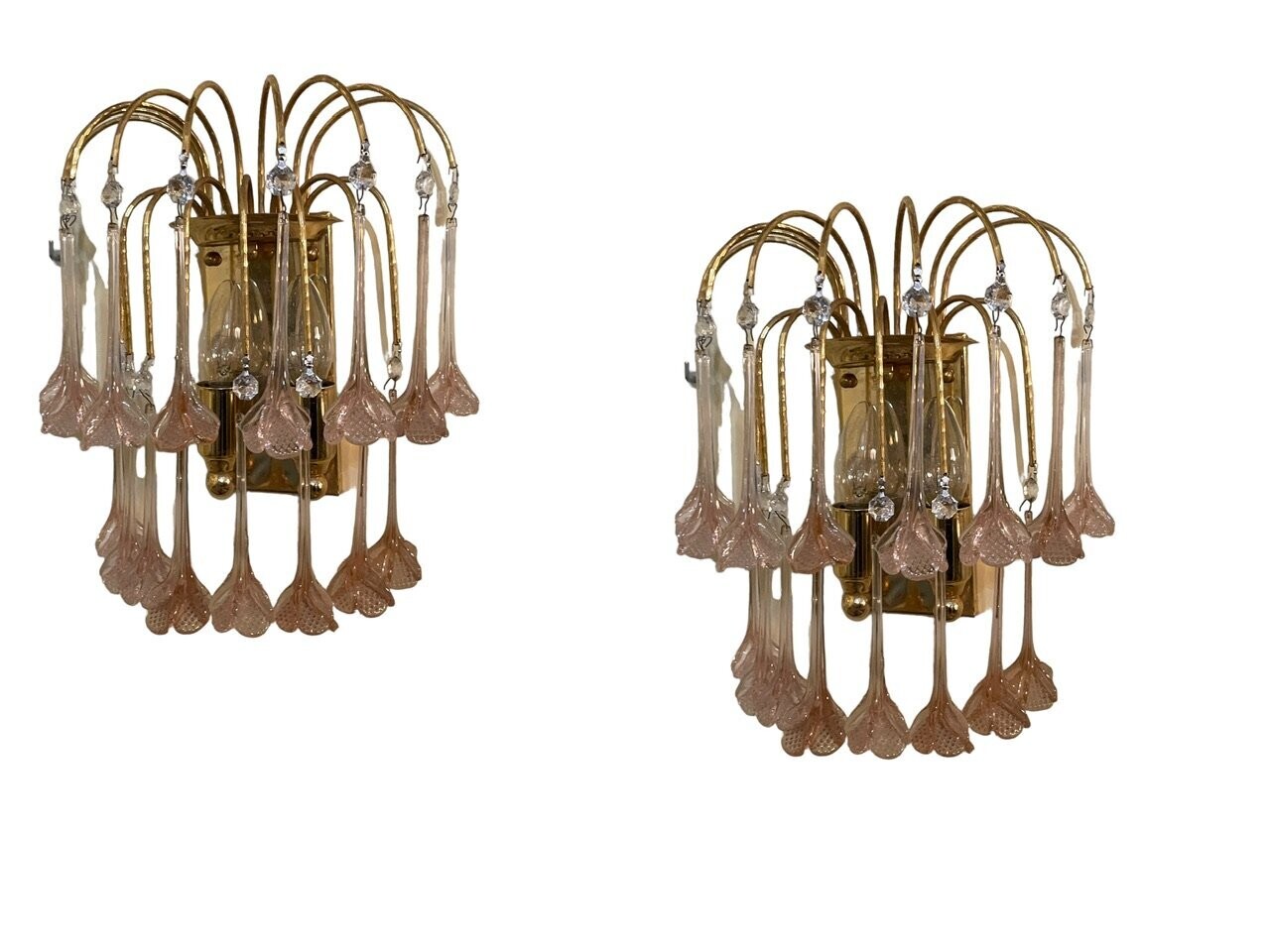 Pink Murano Flower Sconces set of 2