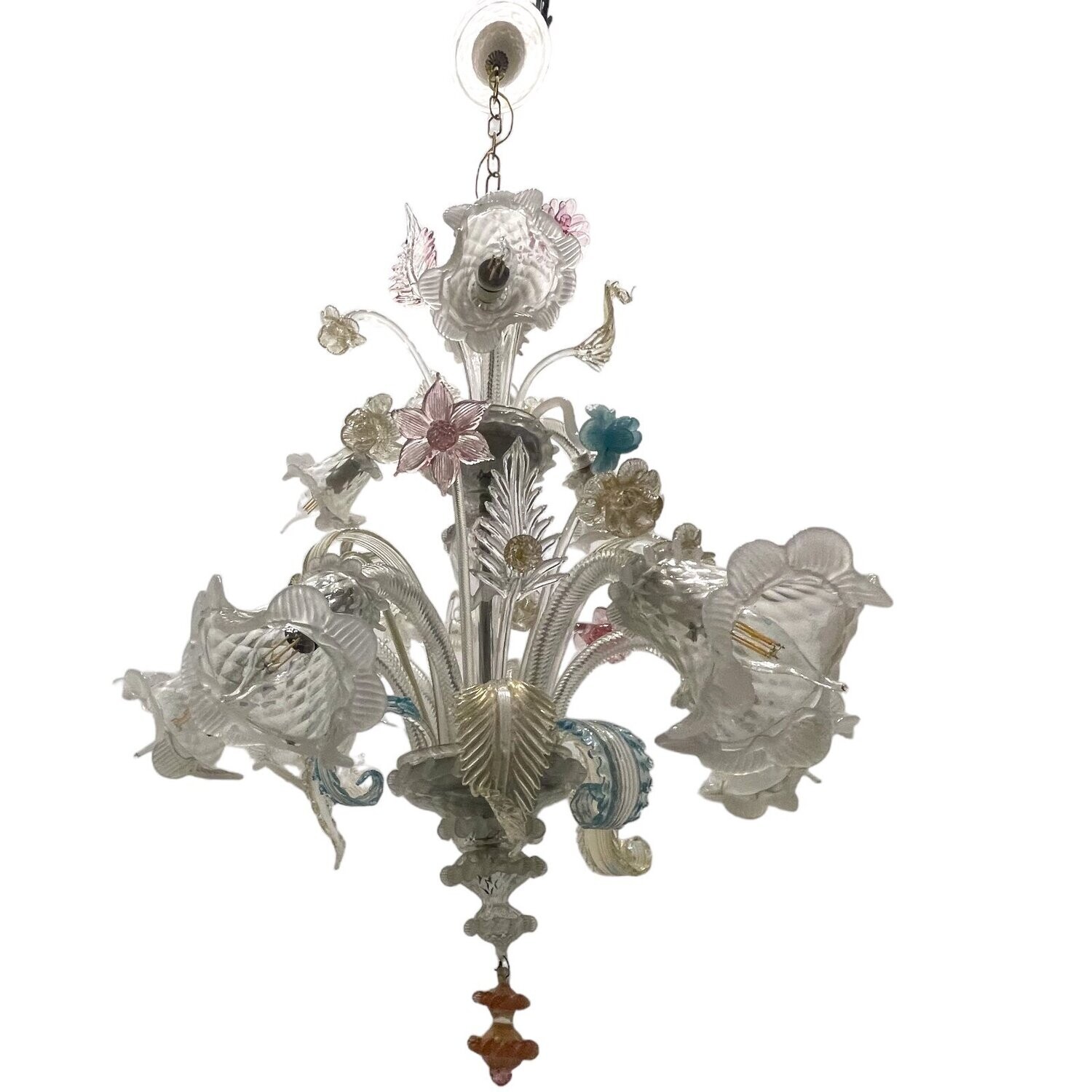 Large Venetian Murano Glass Harlequin Chandelier, 1960s