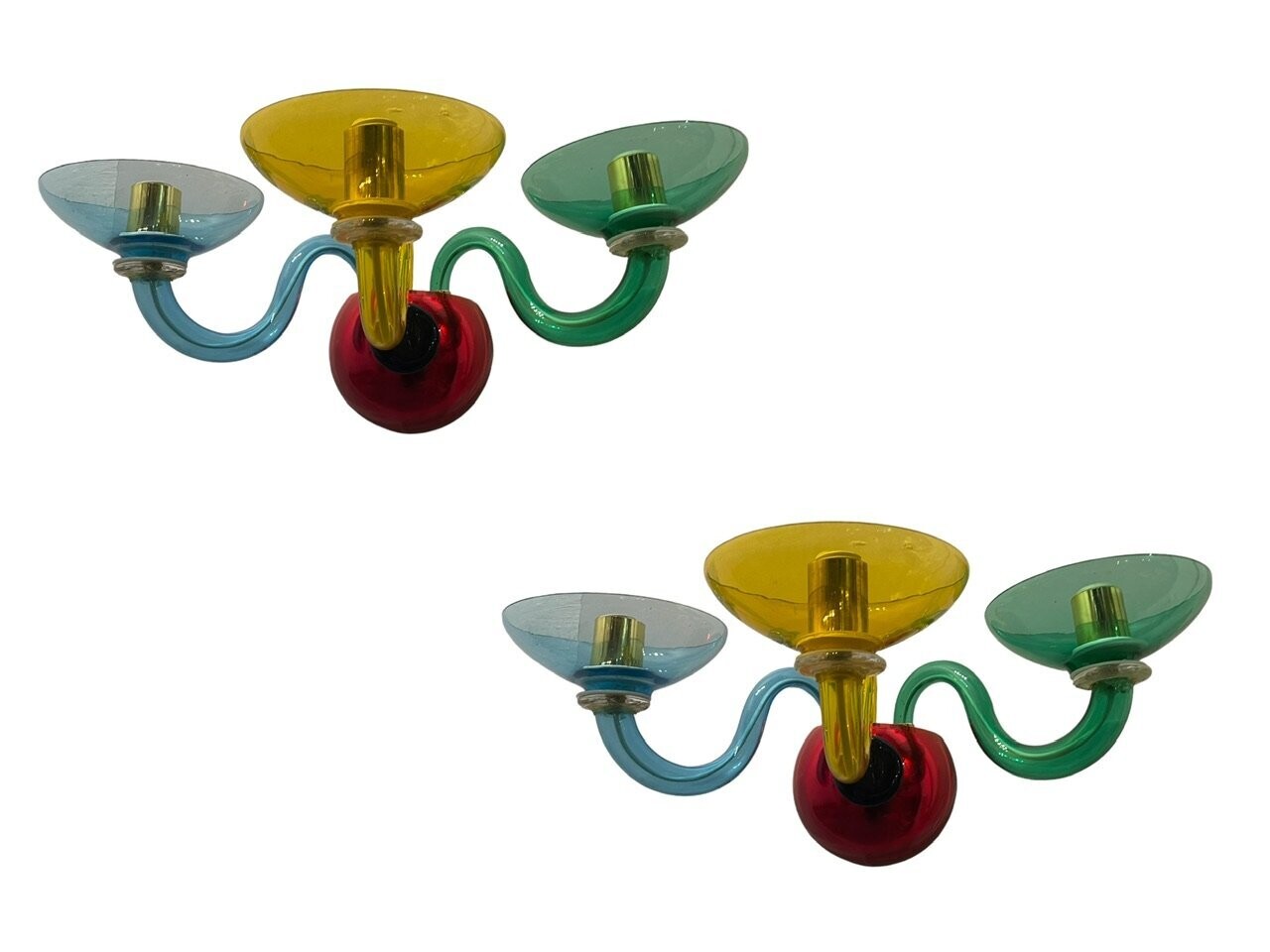 Multicolored Murano Glass Sconces Set of 2