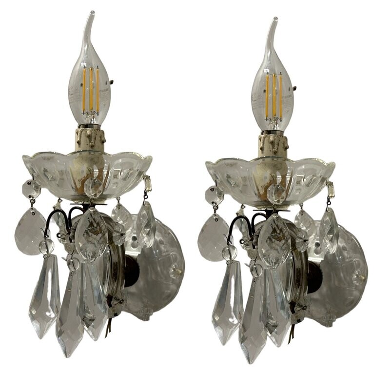 Vintage Crystal Sconces Set of 2