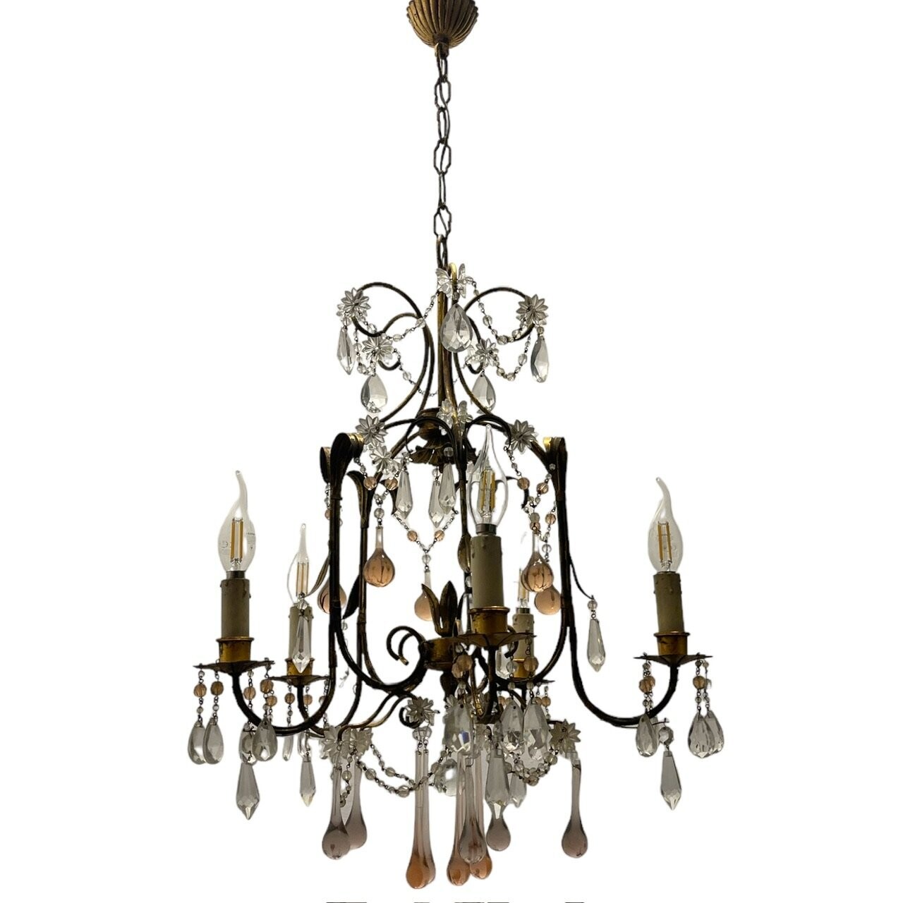 Florentine Gold Gilded Murano Glass Chandelier
