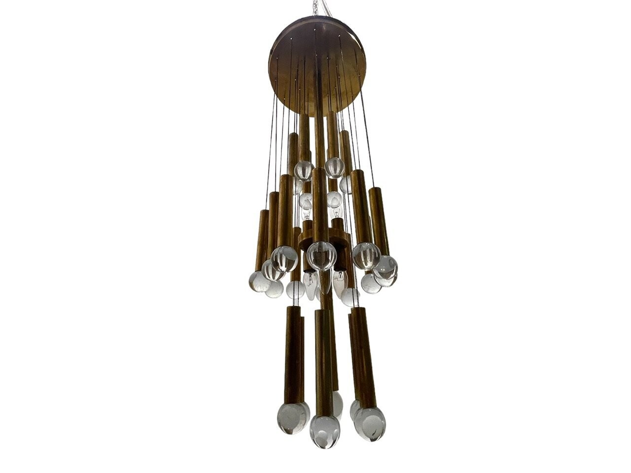 Mid-Century Gold Metal Pendant Light by Gaetano Sciolari, 1970s