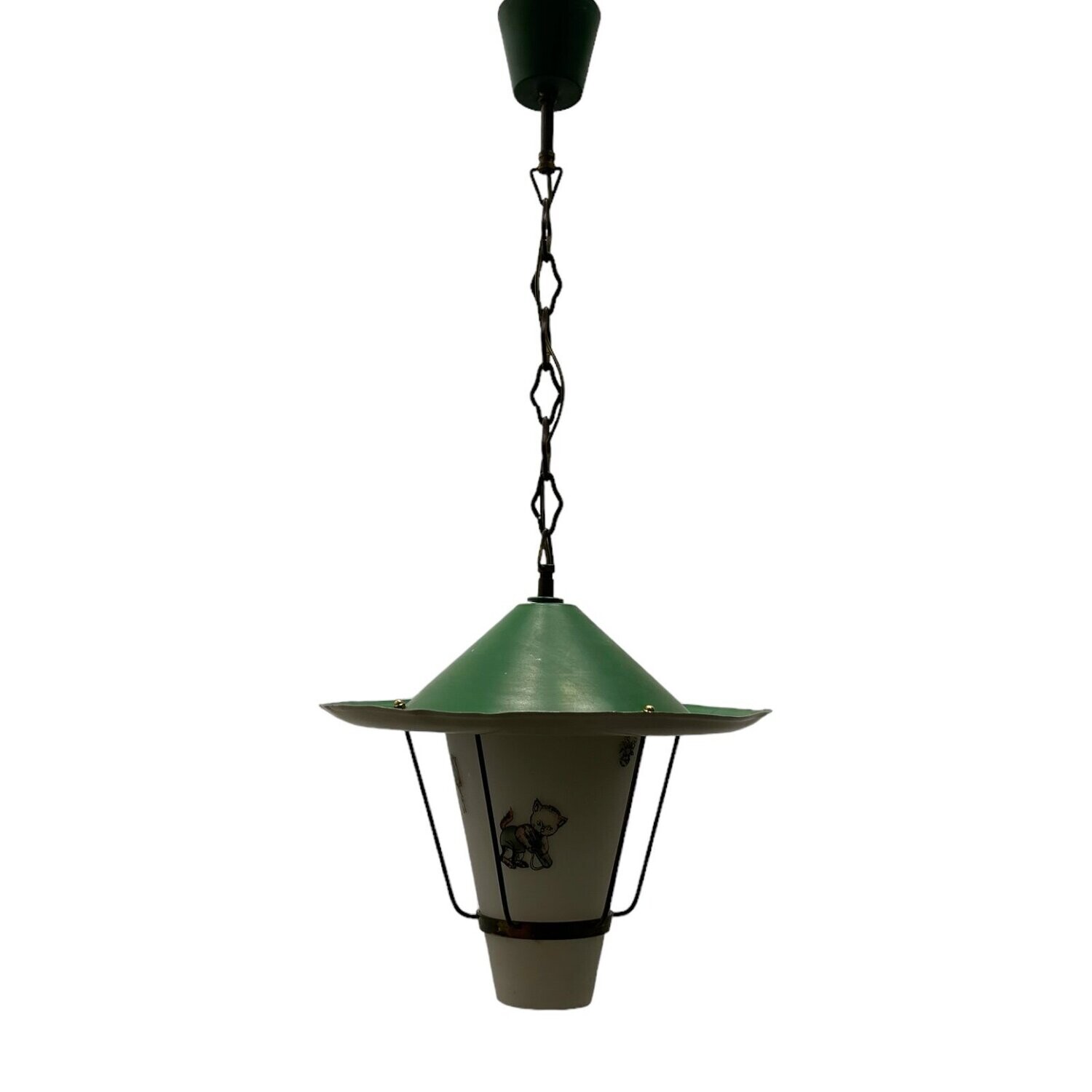 Vintage Opaline Glass Pendant Light, 1950s