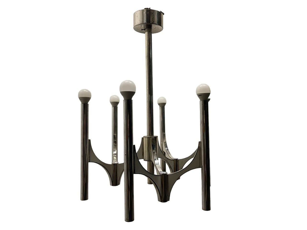 Italian Chrome Chandelier by Gaetano Sciolari, 1970s