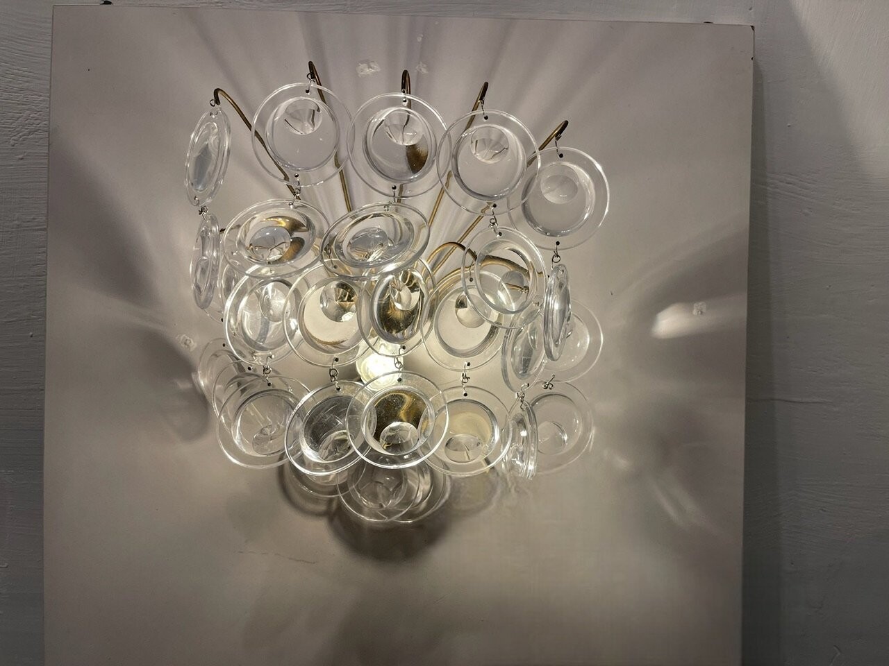 Vintage Glass Disc Sconces, 1960s, Set of 2