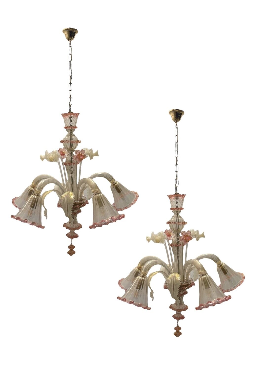 Venetian Murano Glass Chandeliers, 1960s, Set of 2