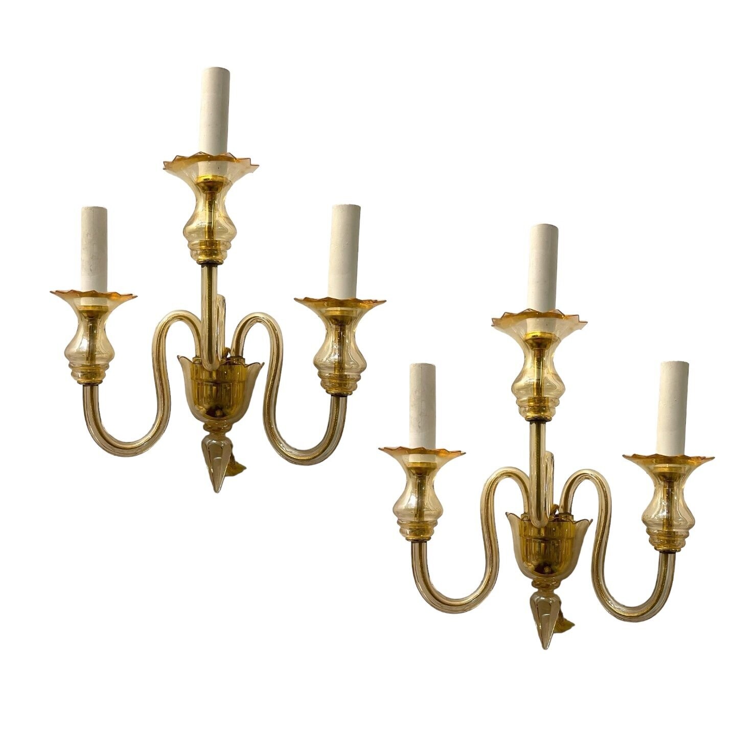 Venetian Glass Sconces Signed De Mayo Murano