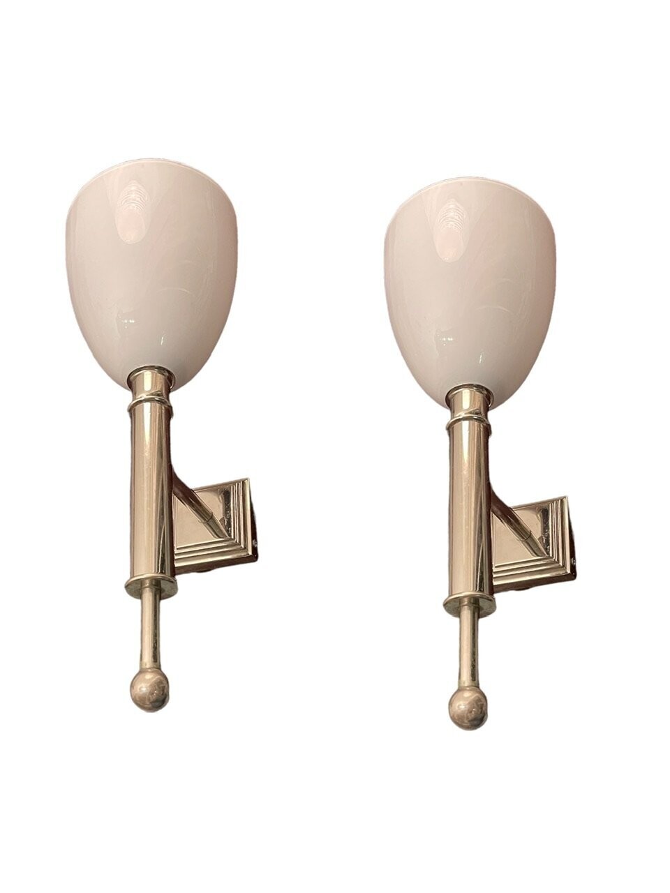 Opaline Glass Chrome Sconces Set of 2