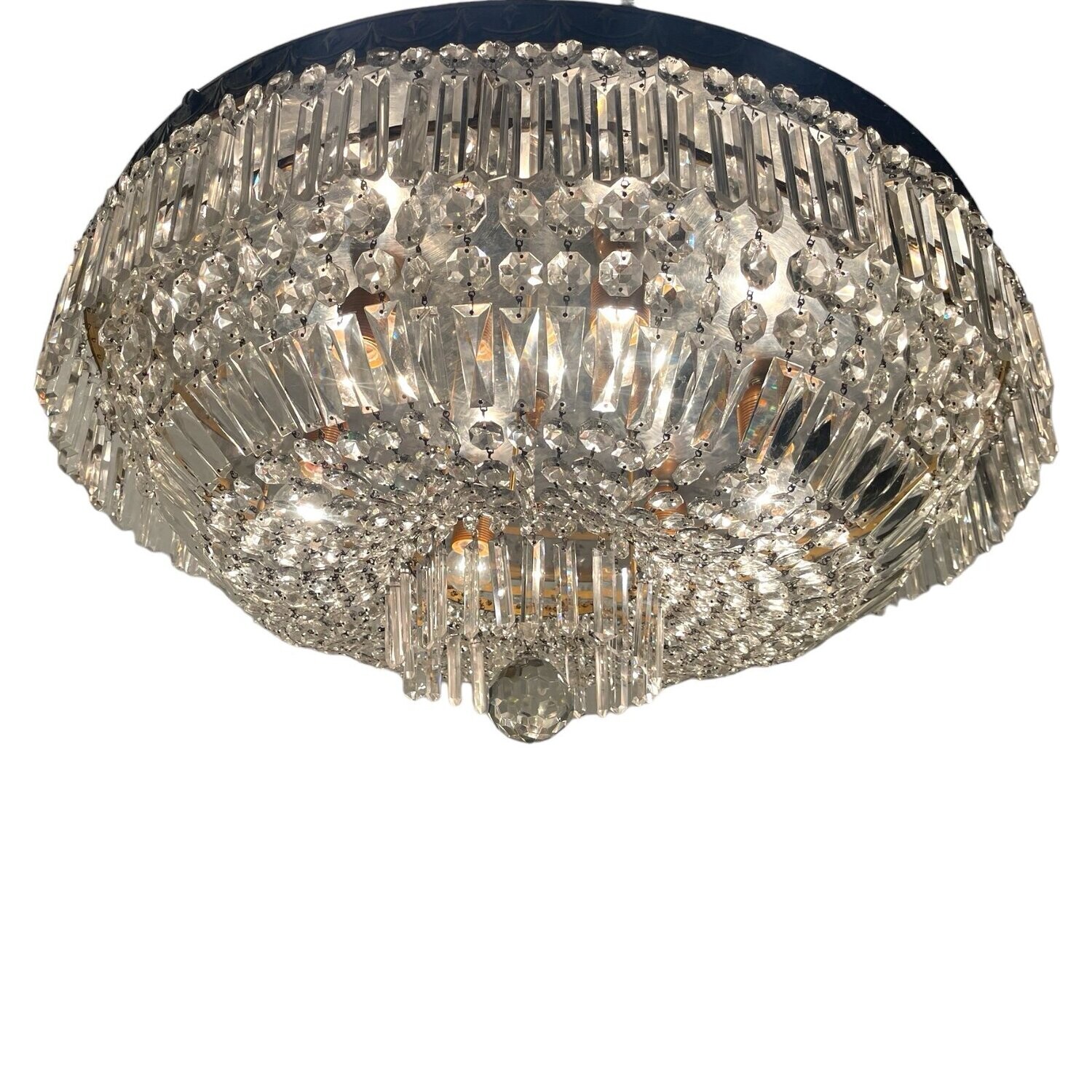 Large Crystal Bronze Flushmount 1950’s
