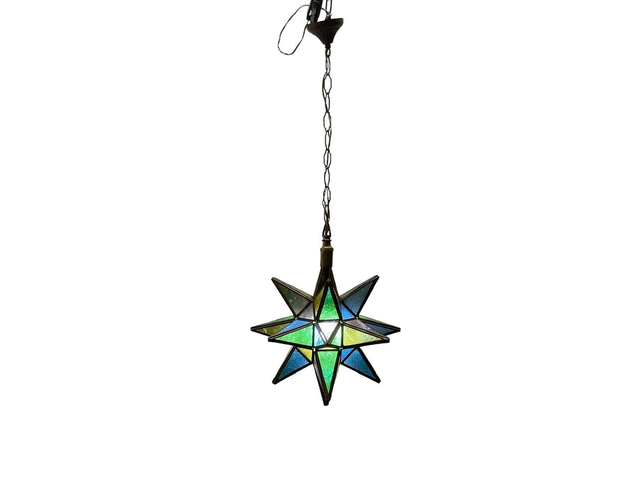 Vintage Glass Star Pendant Light, 1970s