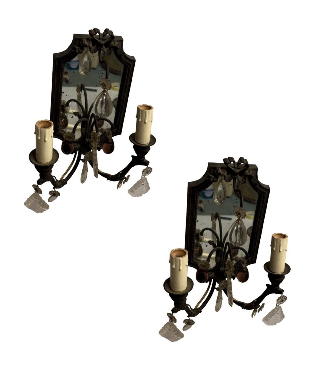 Bronze Mirror Sconces Set of 2 1940’s