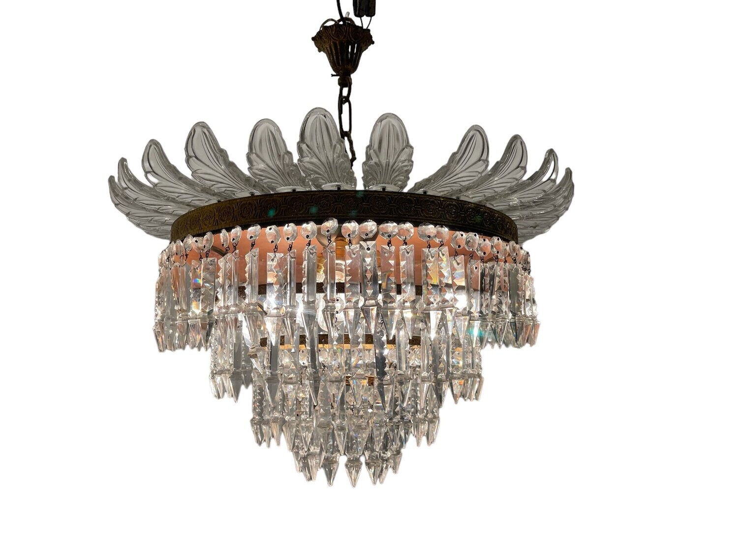 Bronze Crystal Light Pendant 1940’s