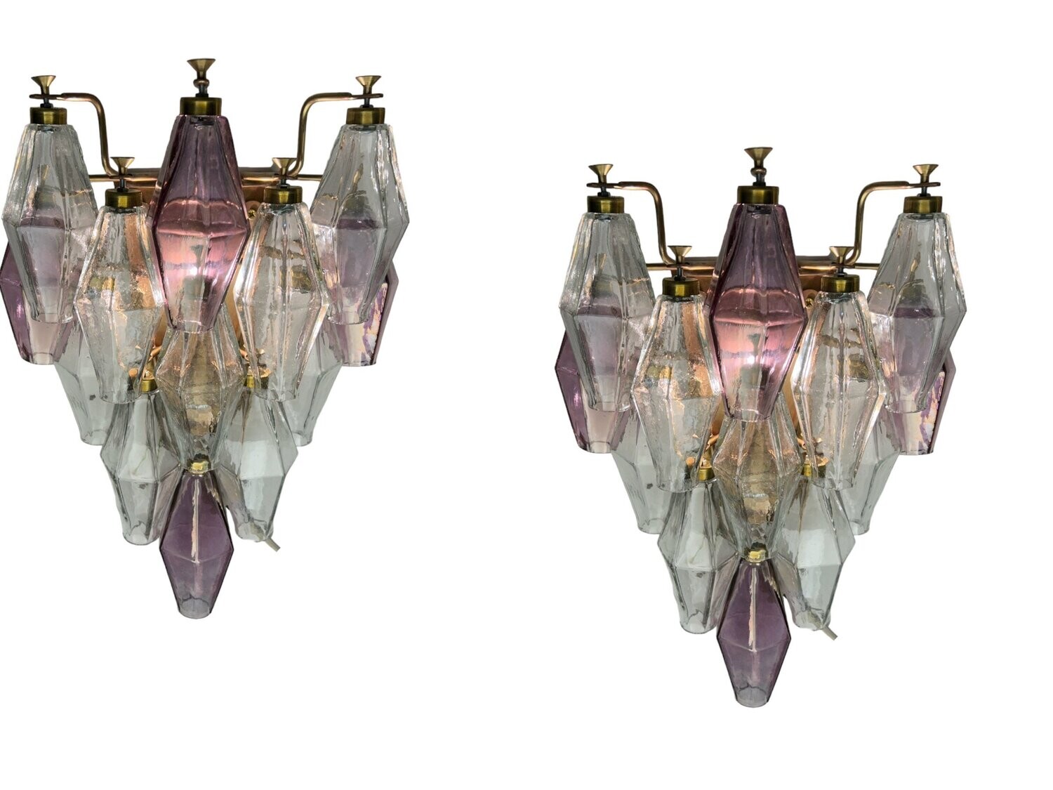 Murano Glass Polygon Sconces, 1970s, Set of 2