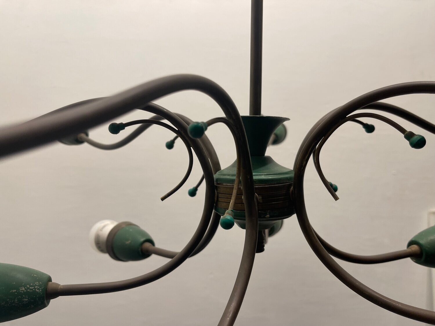 Large Sputnik Bronze Green Chandelier 1950’s