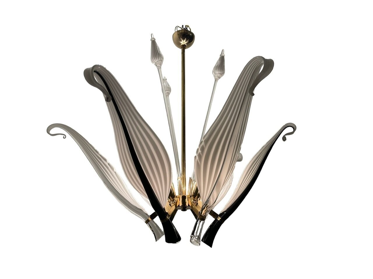 Black and White Murano Glass Chandelier by Franco Luce Seguso