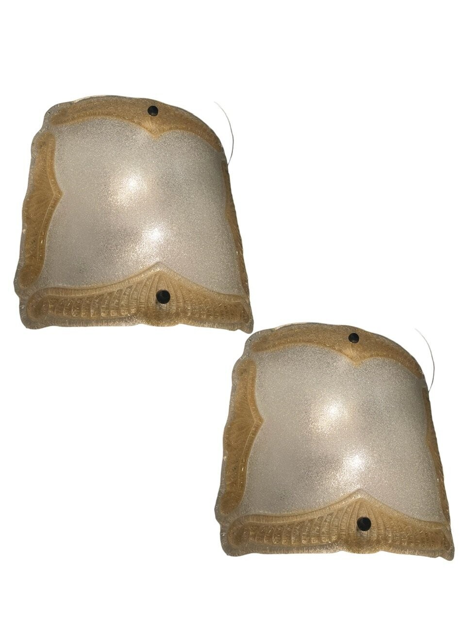 Large Murano Glass Sconces/Flushmounts Set of 2 1