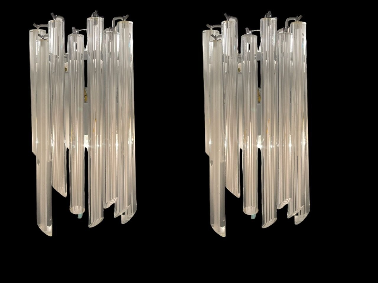 Murano Glass Trilobi Prism Sconces from Venini, 1970s, Set of 2
