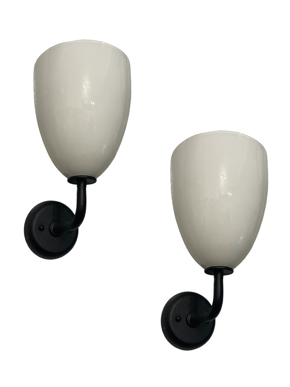 Black and White Opaline Glass Sconces Set of 2