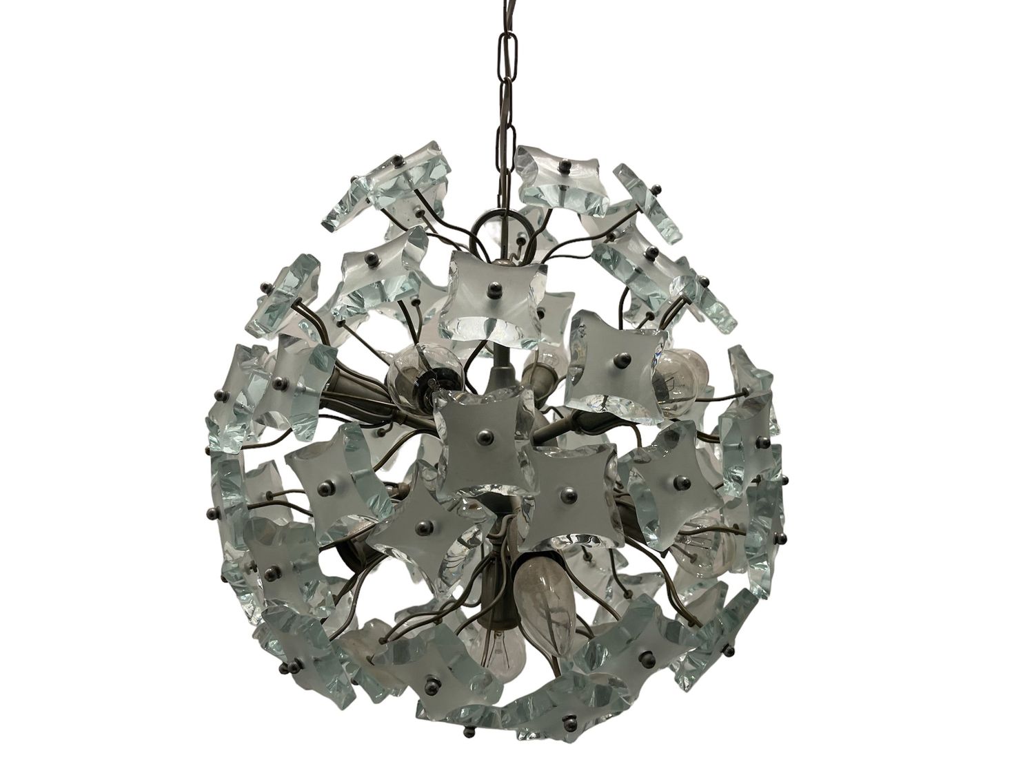 Mid-Century Glass Sputnik Chandelier from Fontana Arte, 1968