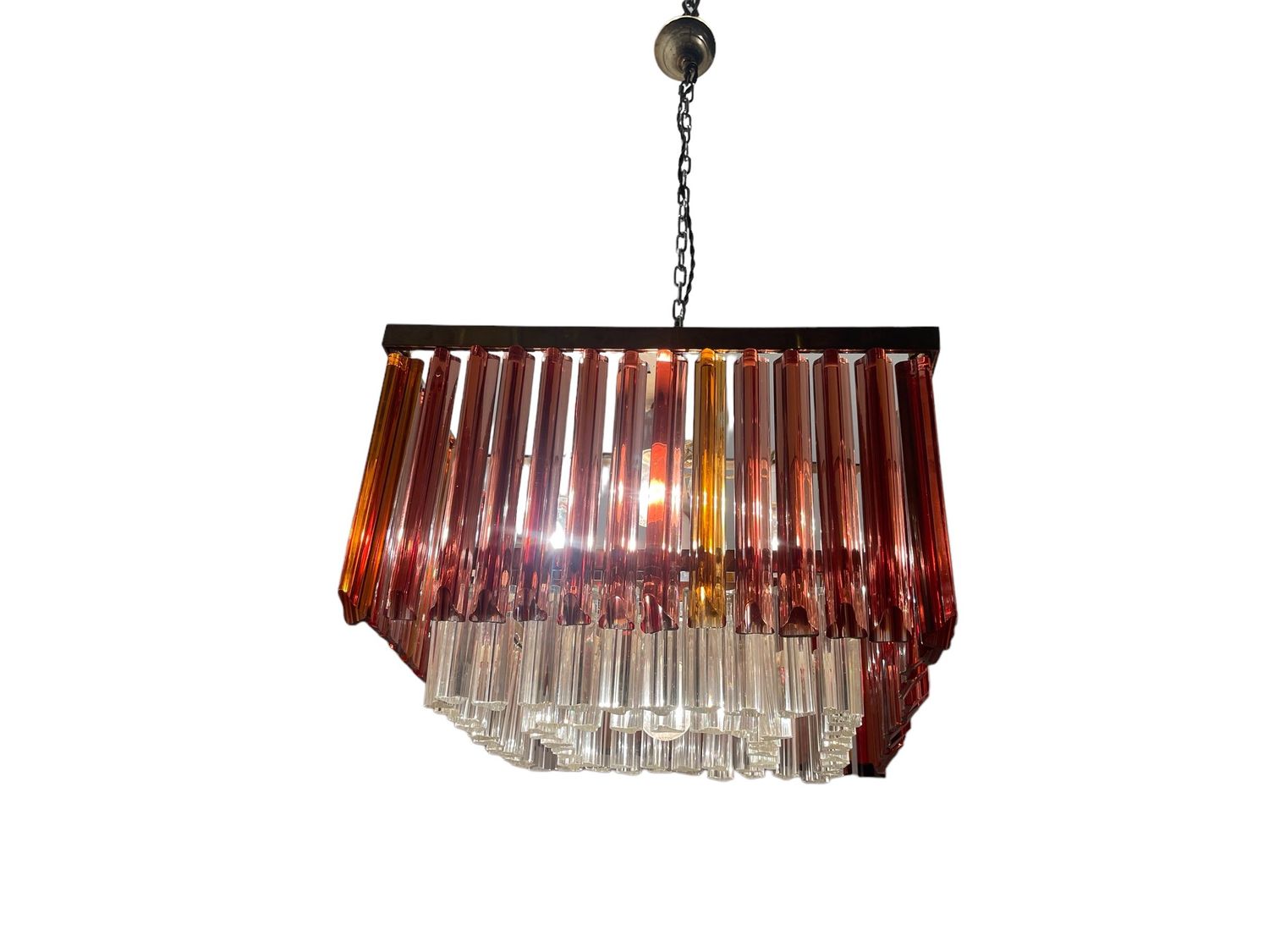 Murano Glass Prism Triedri Chandelier, 1970s