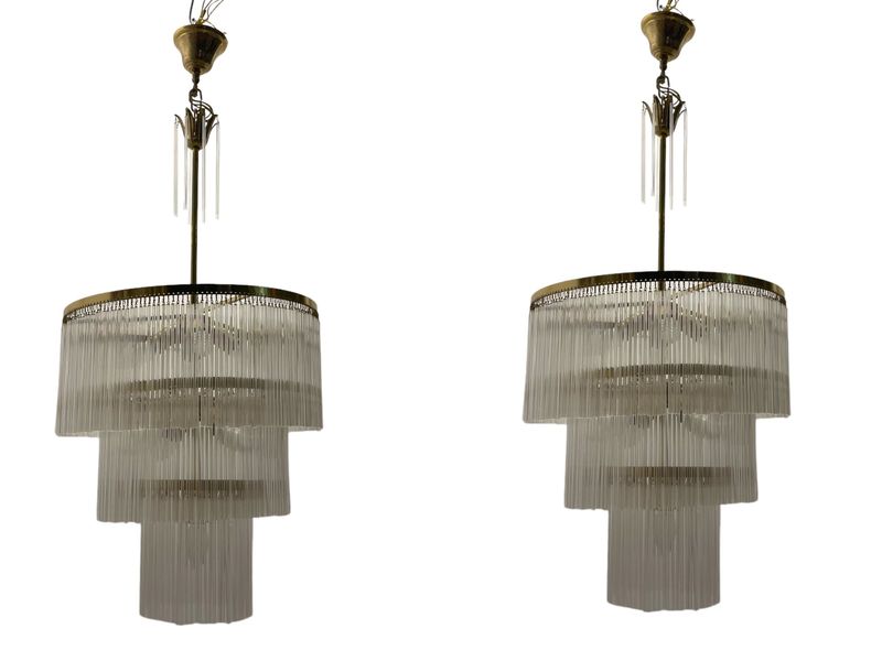 Murano Glass Rod Chandelier Set of 2