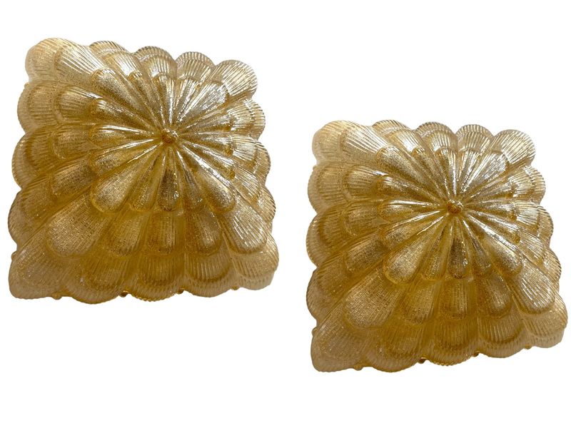 Murano Glass Sconces Flushmounts Set of 2 by Staff Germany