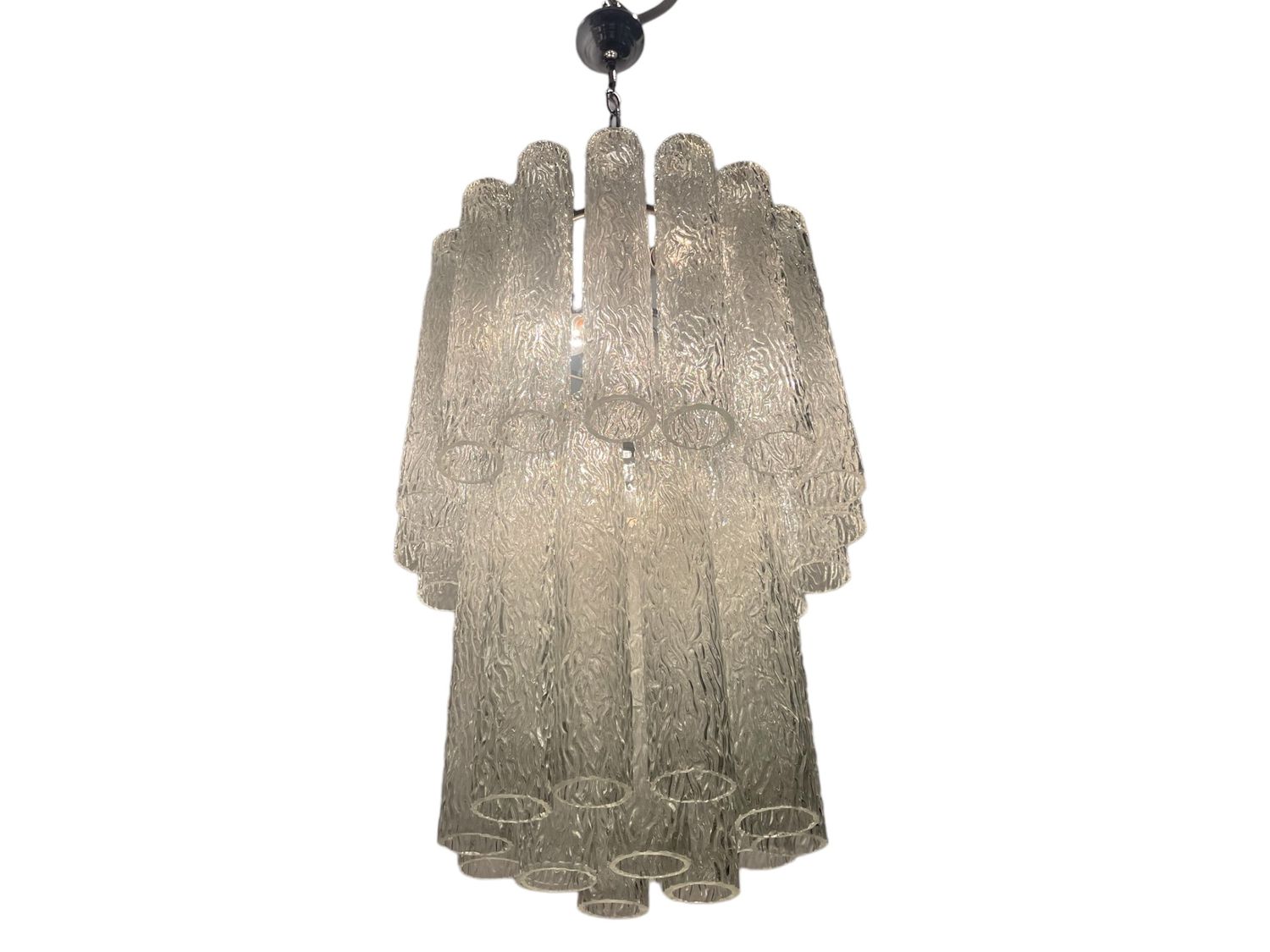Midcentury Murano Textured Tube Chandelier (1970s) by Venini , 1960s