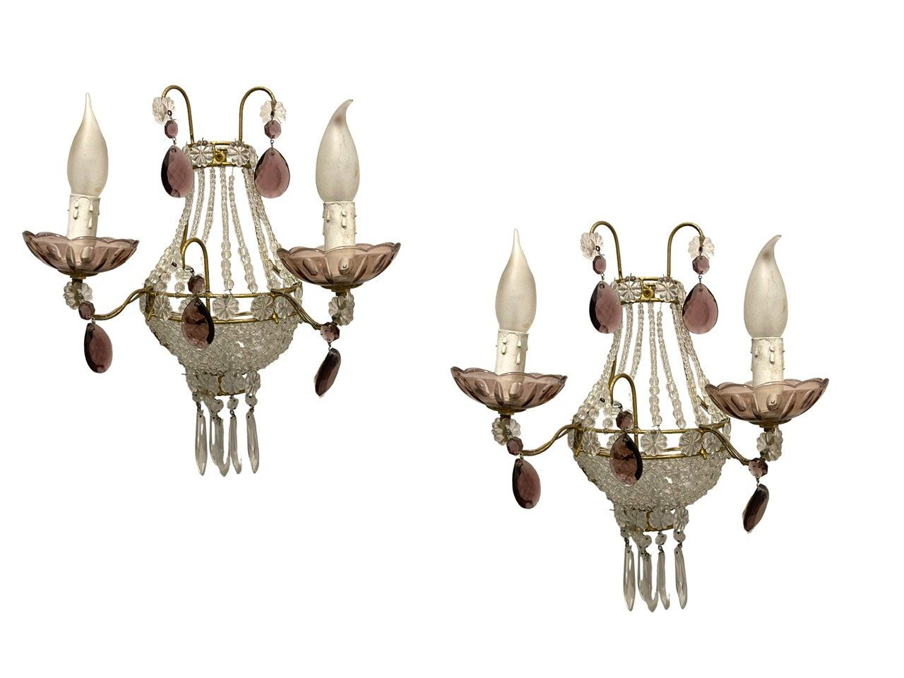Glass Beaded Sconces Set of 2