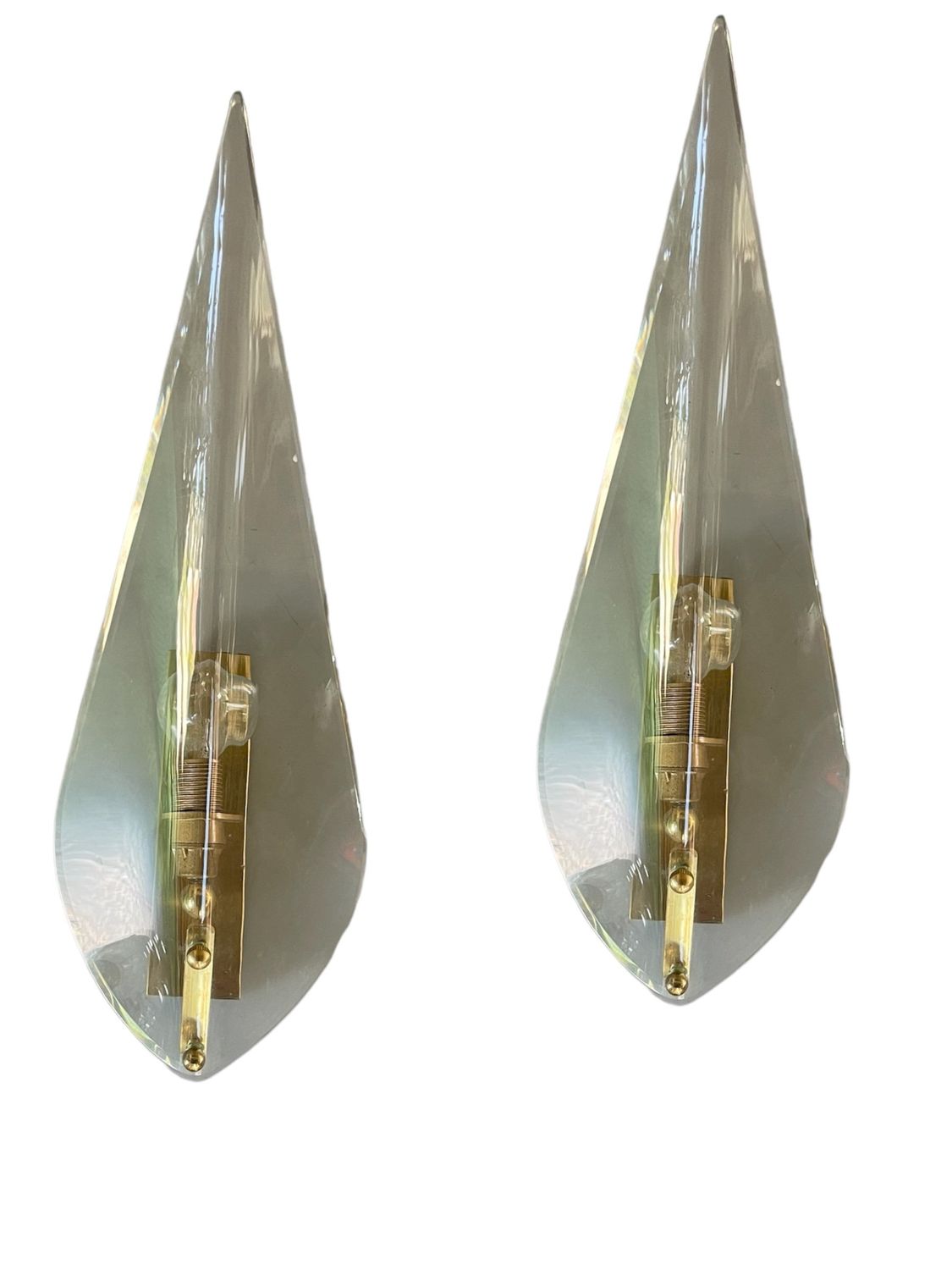 Italian Beveled Glass Sconces Set of 2 attributed to Fontana Arte
