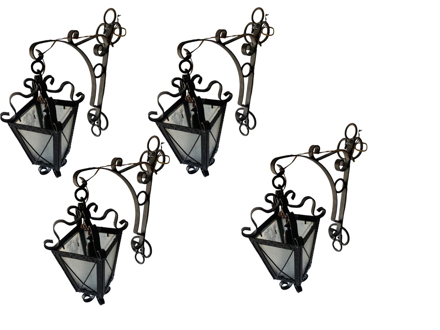 Vintage Italian Wrought Iron Sconces, 1970s, Set of 4