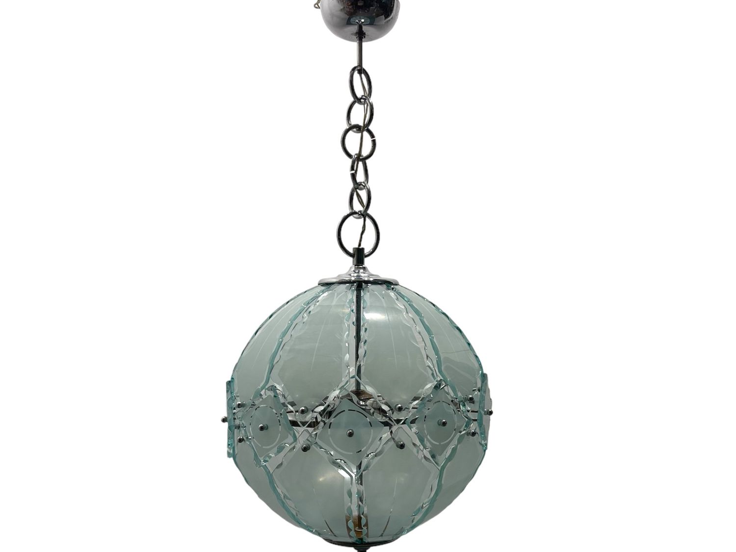 Large Bevelled Glass Light Pendant attributed to Zero Quattro Fontana Arte, 1970s