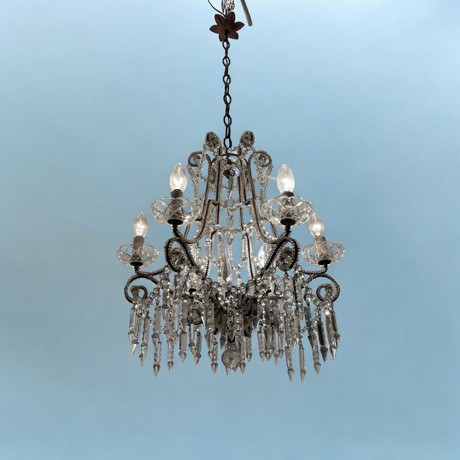 Crystal Beaded Chandelier, 1940s