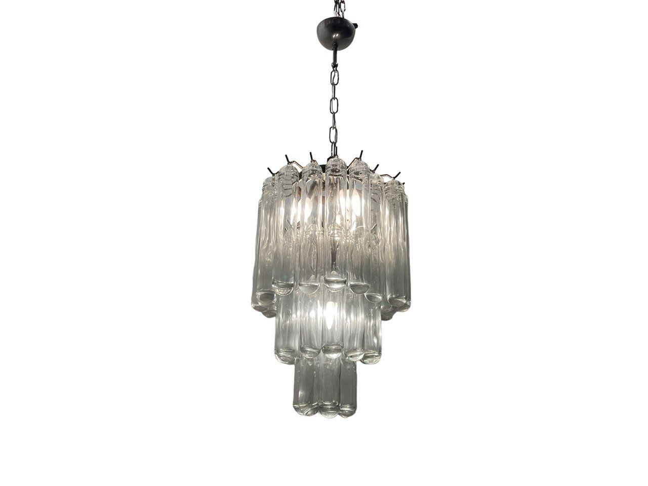 Murano Glass Tube Chandelier by Venini, 1970s