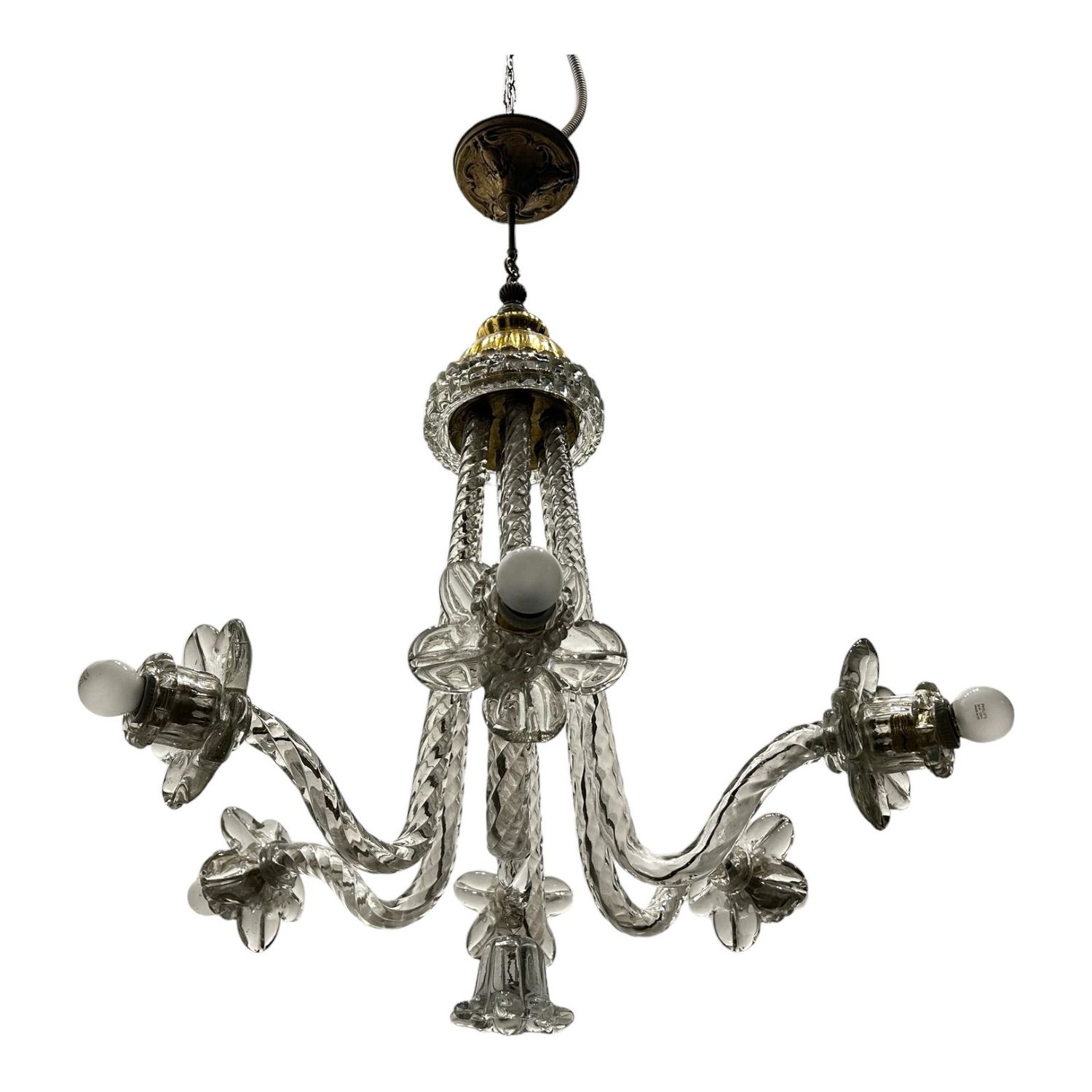 Venetian Art Deco Murano Glass Chandelier, 1940s