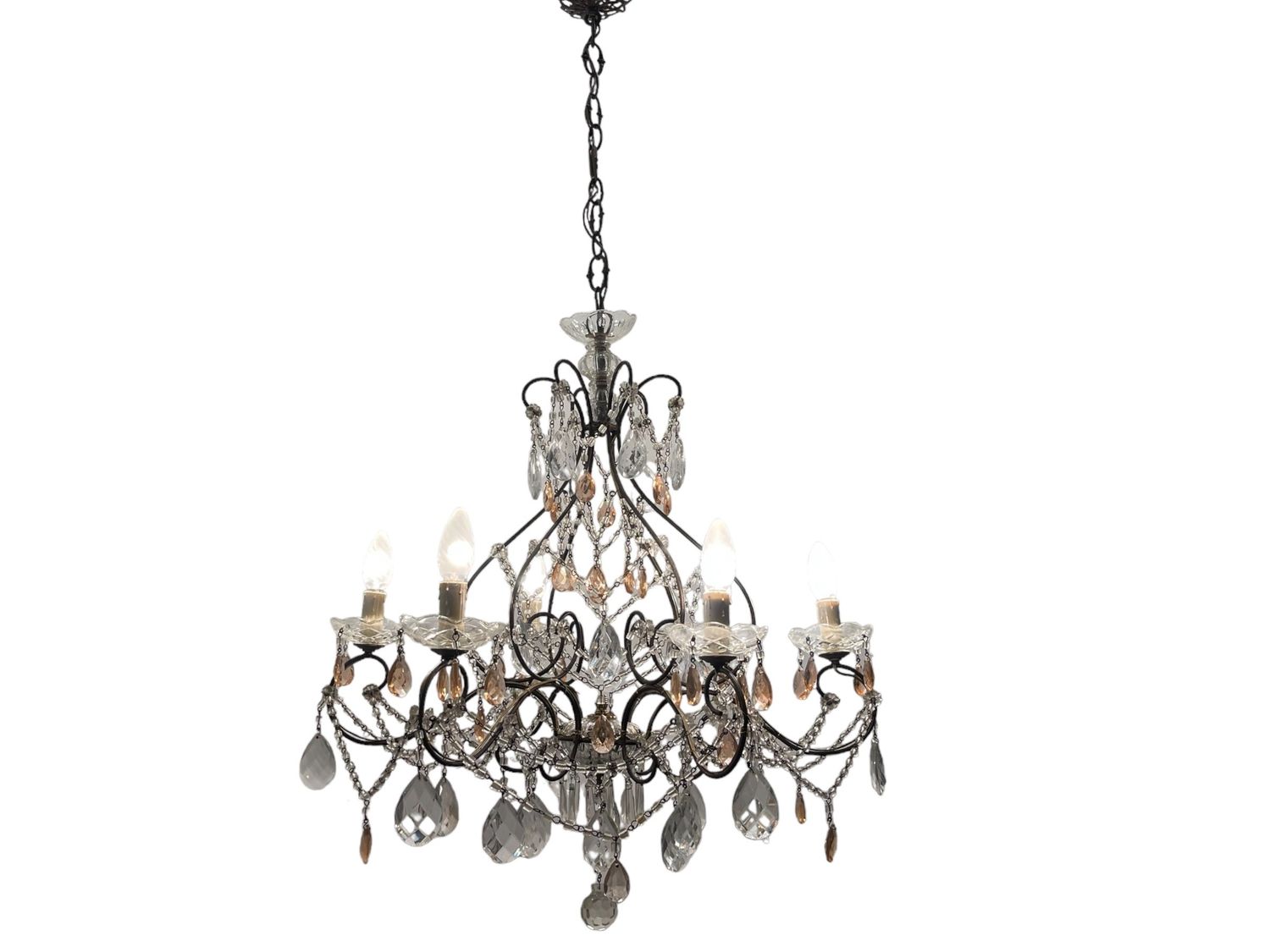 Bronze Pink Macaroni Chandelier 1950’s