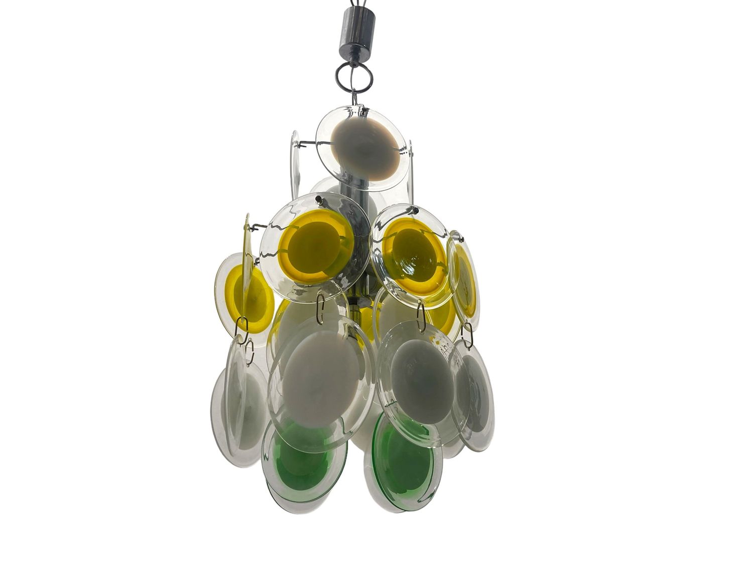 Midcentury Italian Murano Glass Disc Hanging Light, 1970s