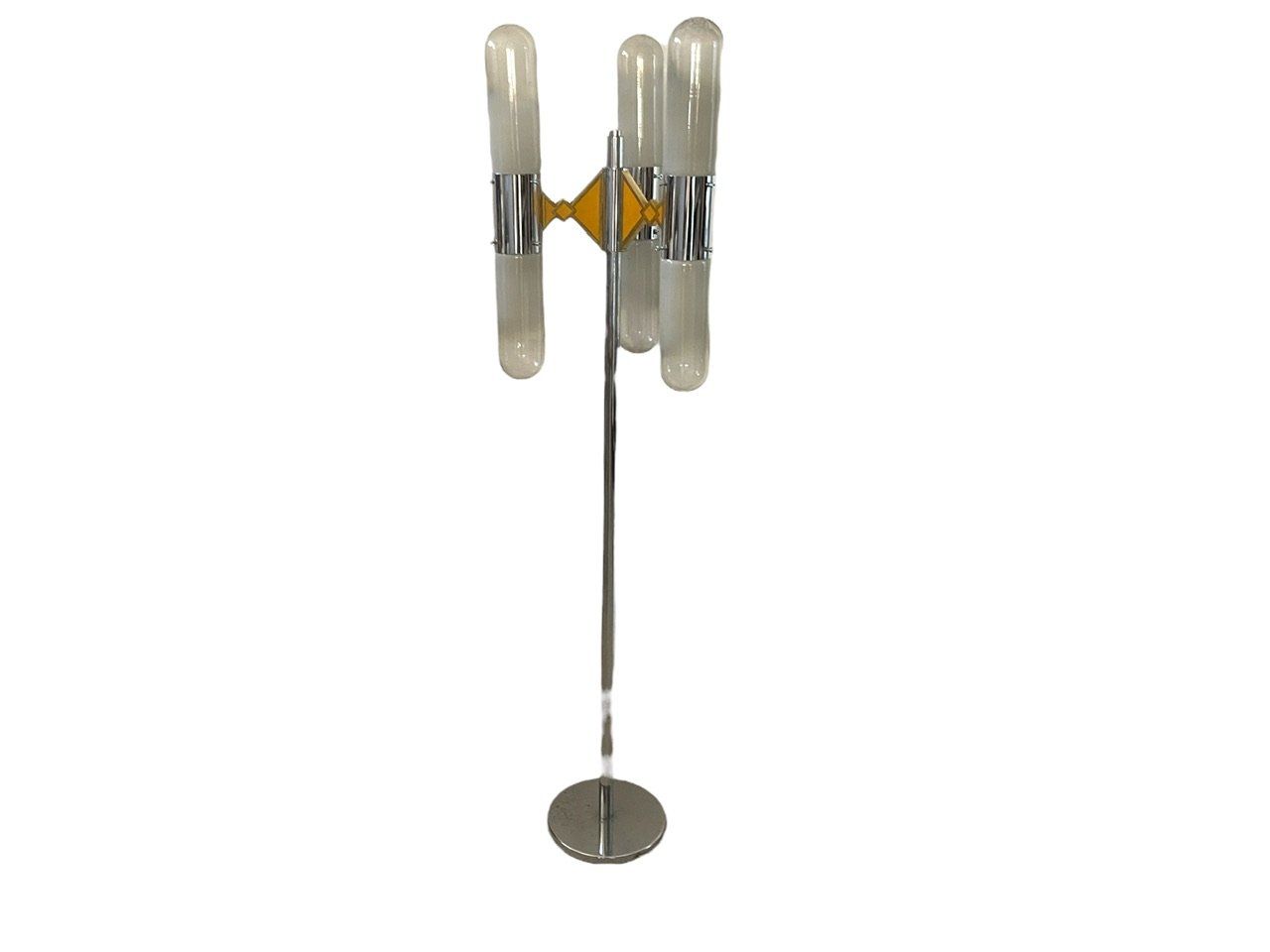 Chrome and Murano Glass Floor Lamp from Mazzega, 1970s