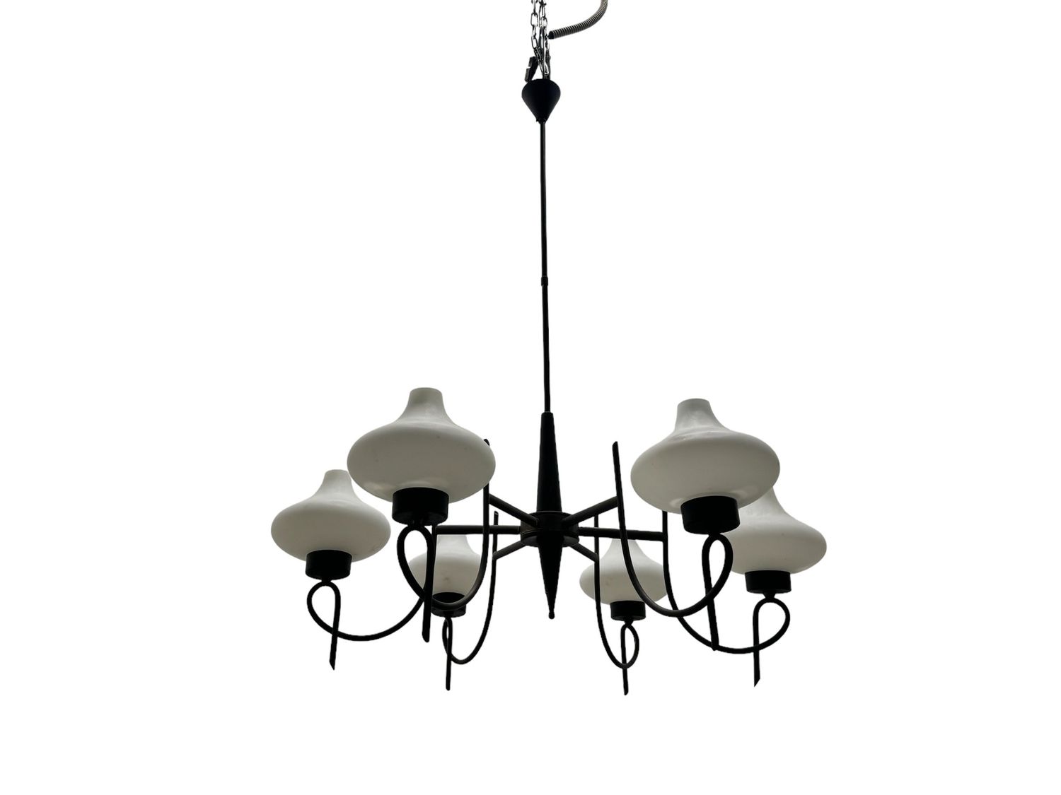 Italian Opaline Bronze Chandelier, 1950s