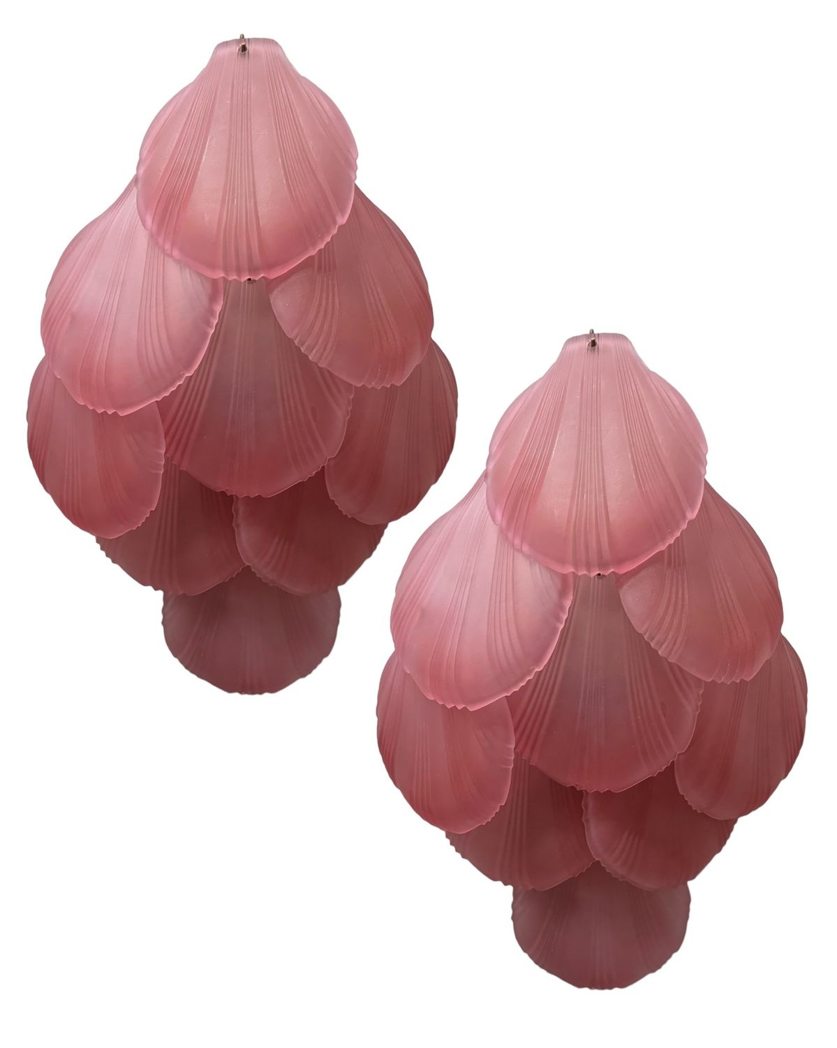 Pink Glass Shell Sconces, 1980s, Set of 2