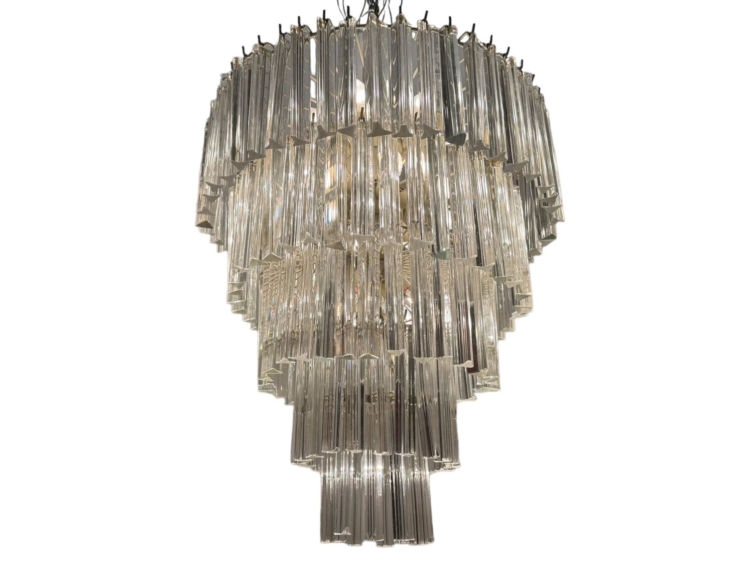 Large Murano Glass Prism Triedri Chandelier by Paolo Venini, 1970s