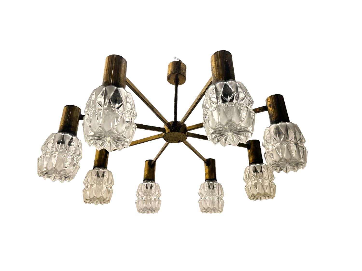 Mid-Century Crystal Brass Chandelier from Kaiser Idell  Kaiser Leuchten, 1960s