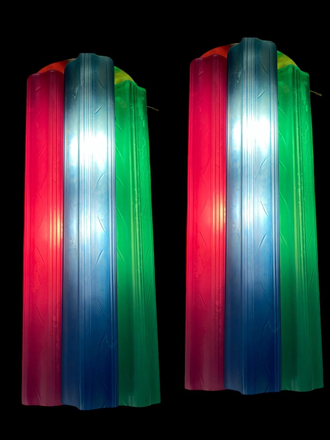 Large Pop Art Multicolored Tronchi Tube Sconces 1970’s