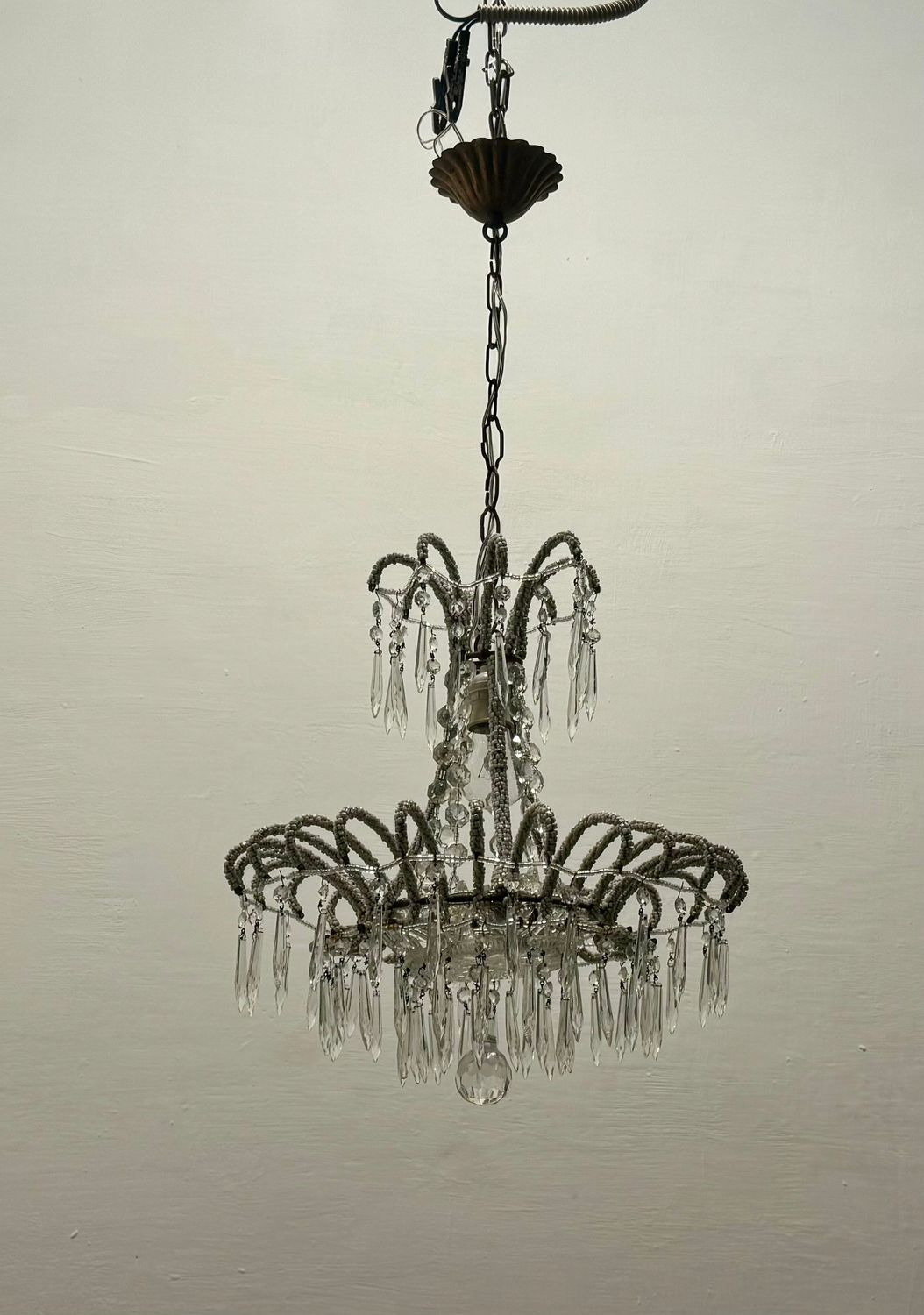 Vintage Italian Crystal Beaded Light Pendant 1960’s